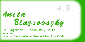 anita blazsovszky business card